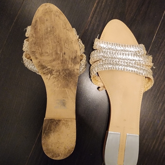 Zara Size 40 Silver Rattan slide sandals - Picture 4 of 5